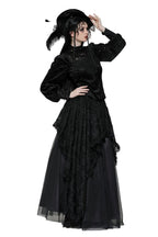 High Neck Jacquard Velvet Blouse