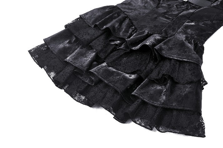 Shiny PU Leather Layered Buckle Dress