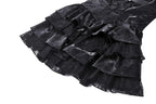 Shiny PU Leather Layered Buckle Dress