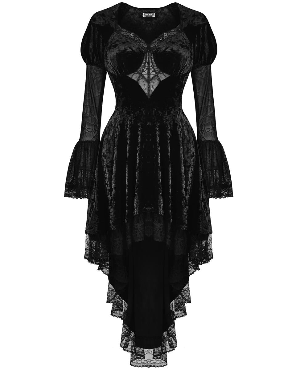 Spider Queen Hi-Lo Velvet Ruffle Dress