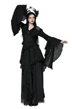 Black Flared Sleeve Crucifix Charm Blouse