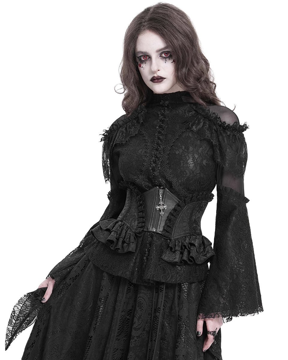 Crucifix Rose Frill Corset Belt