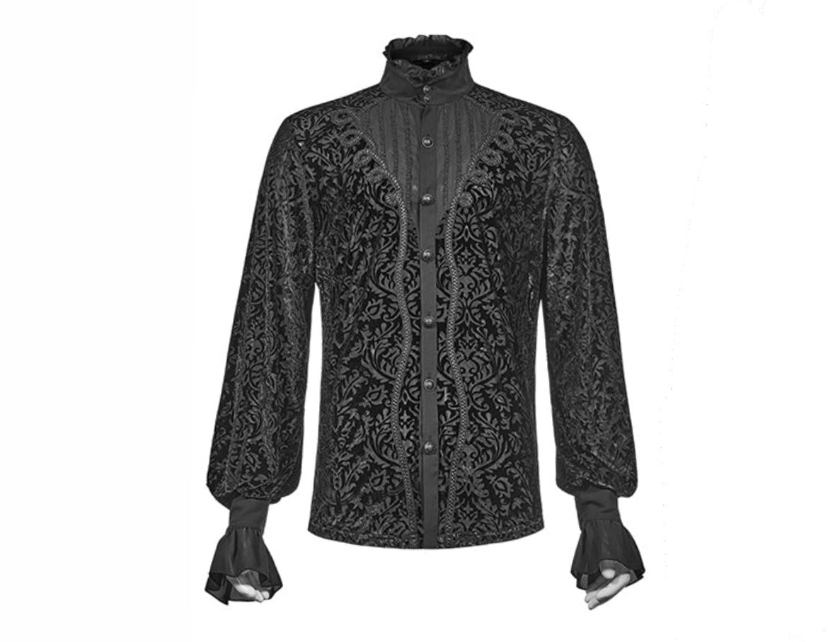 High Neck Gothic Patterned Shirt
