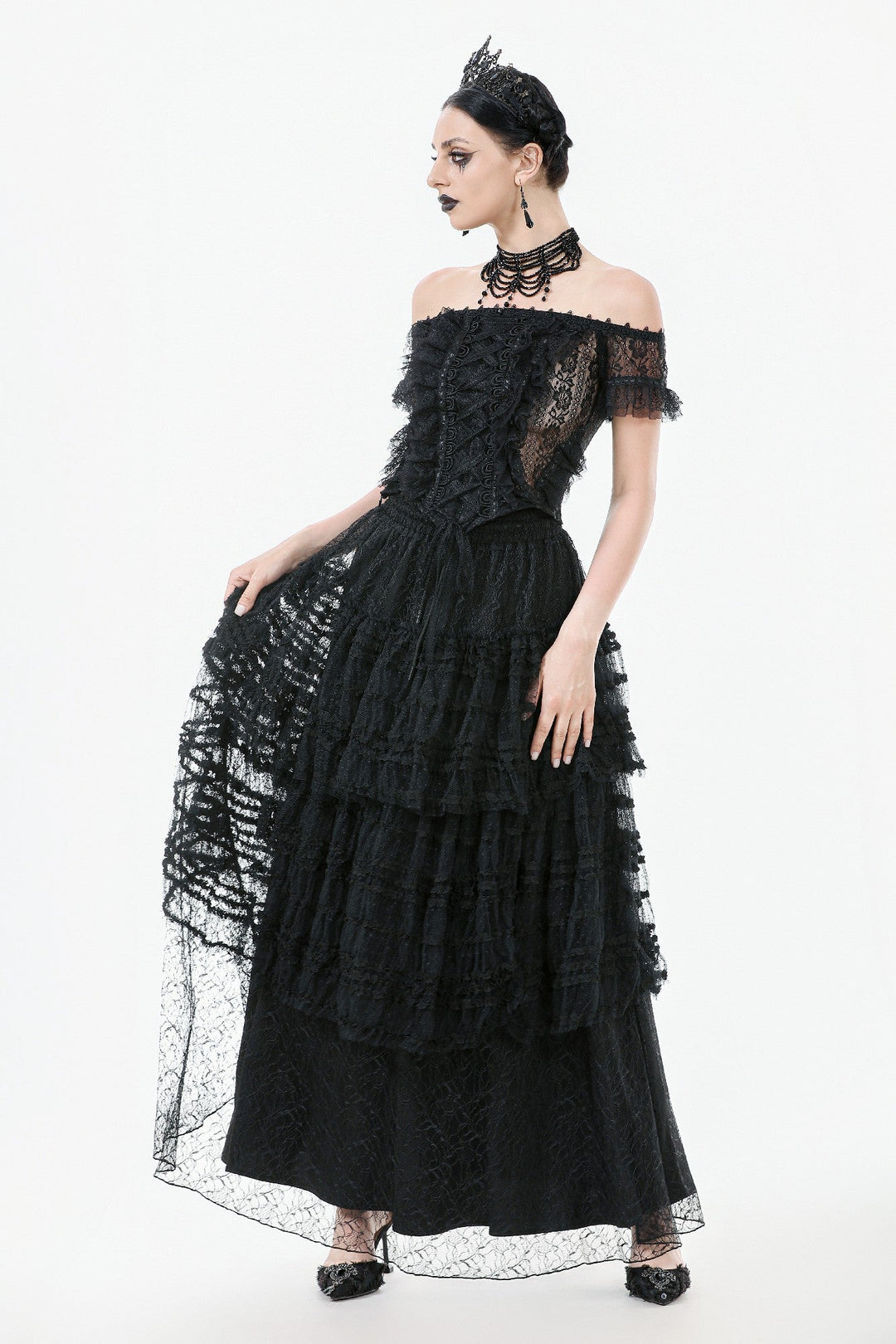 Tiered Net Lace Skirt