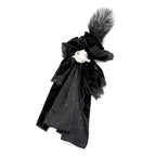 Velvet Feather Jewel Clip On Cravat