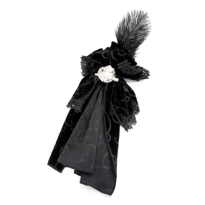 Velvet Feather Jewel Clip On Cravat