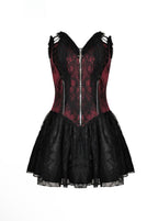 Red Wine Laced Crucifix Zip Mini Dress