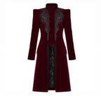 Mid Length Elegant Red Velvet Gothic Coat