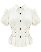 Off White Vintage Lace Up Blouse