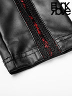 Black & Red Gothic Lace PU Leather Leggings