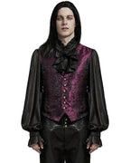 Red Lace Up Brocade Waistcoat