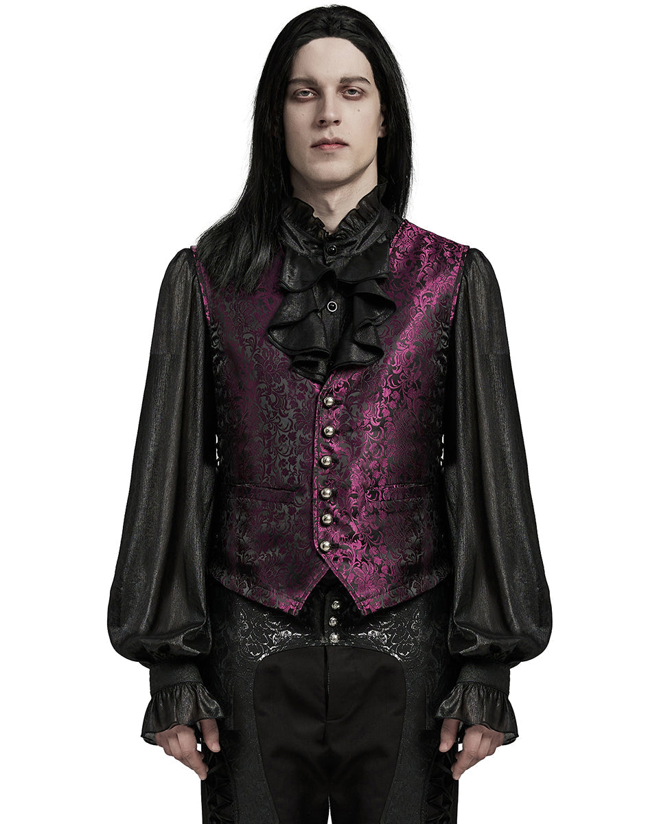 Red Lace Up Brocade Waistcoat
