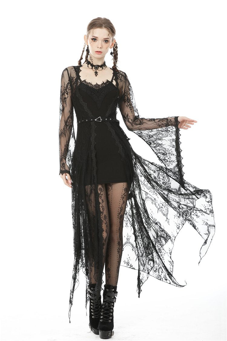 Delicate Laced Maxi Jacket With Belt