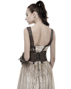 Brown Cinched Buckle Corset