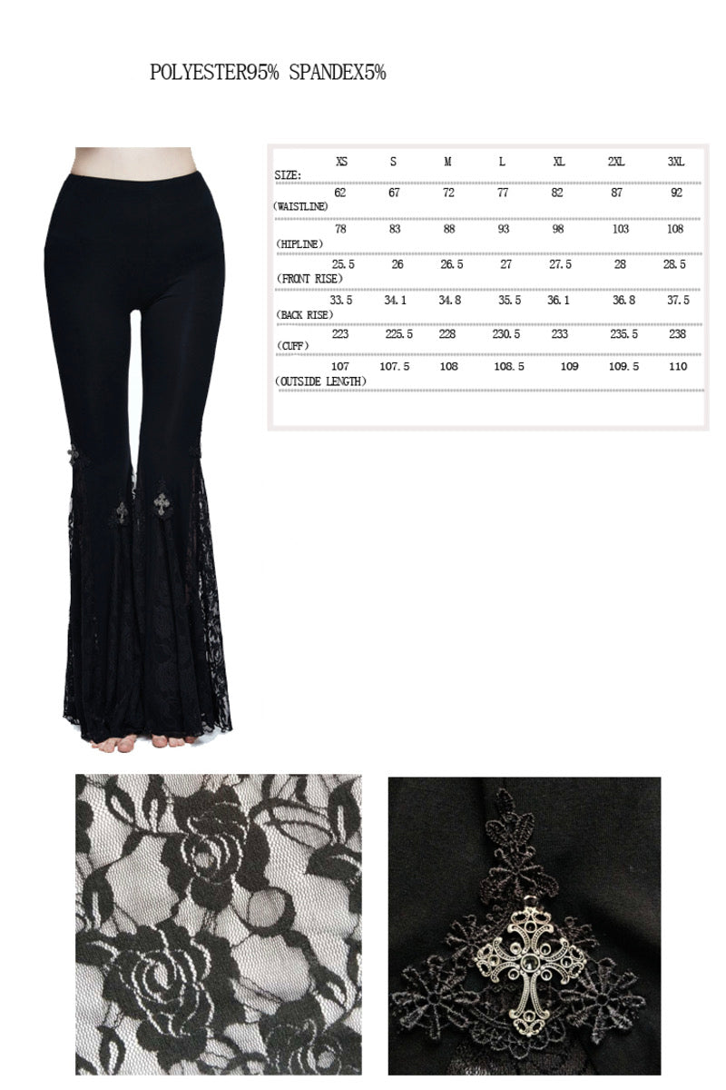 Bell Bottom Mini Crucifix Lace Trousers