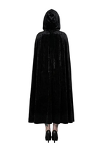 Black Long Velvet Hooded Cape
