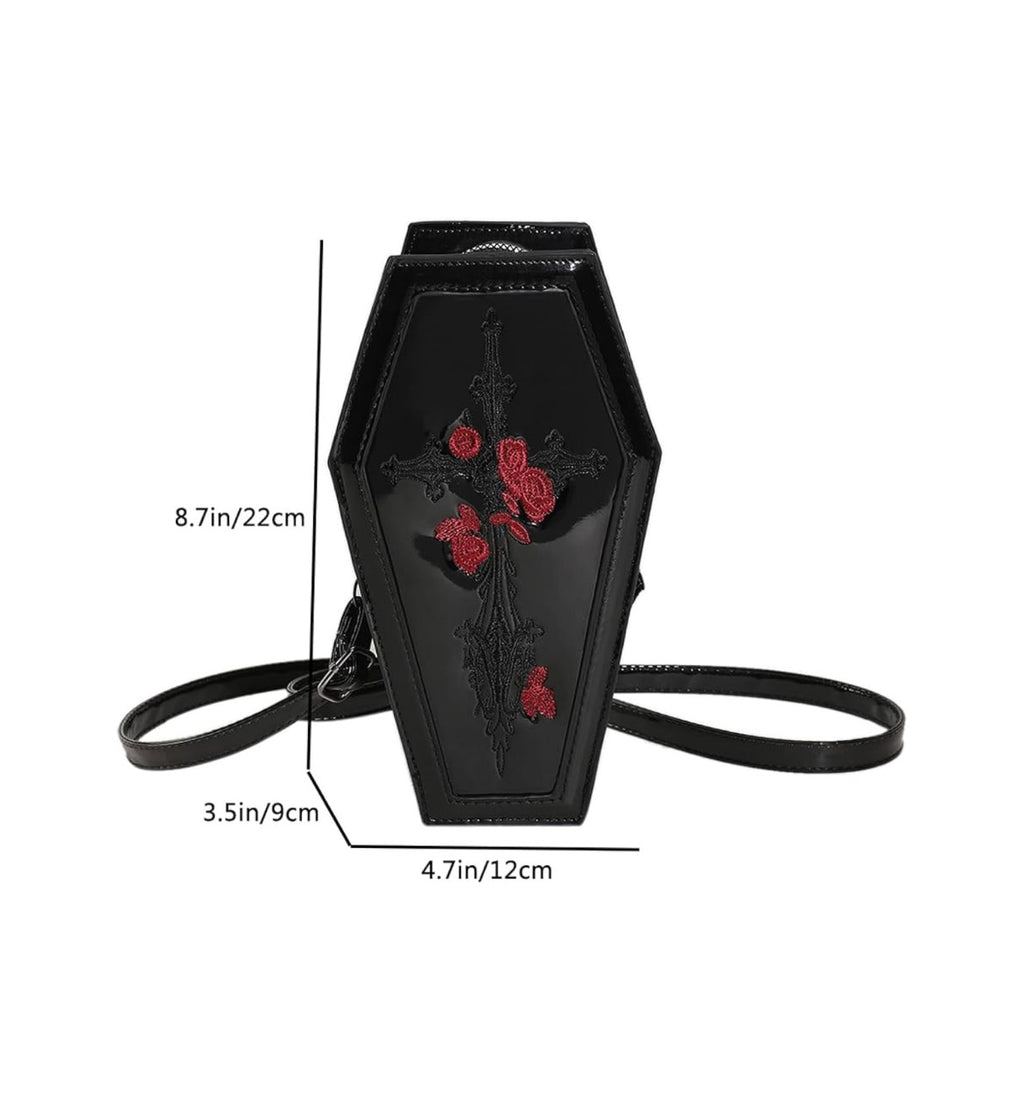 PVC Coffin Rose Crucifix Dagger Bag