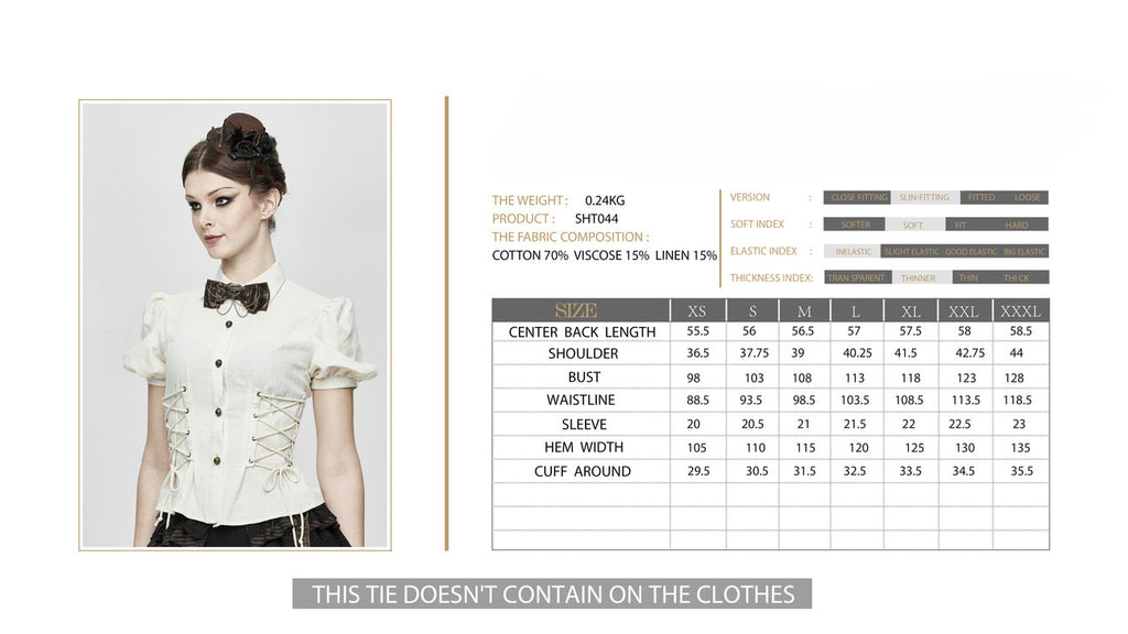 Off White Vintage Lace Up Blouse
