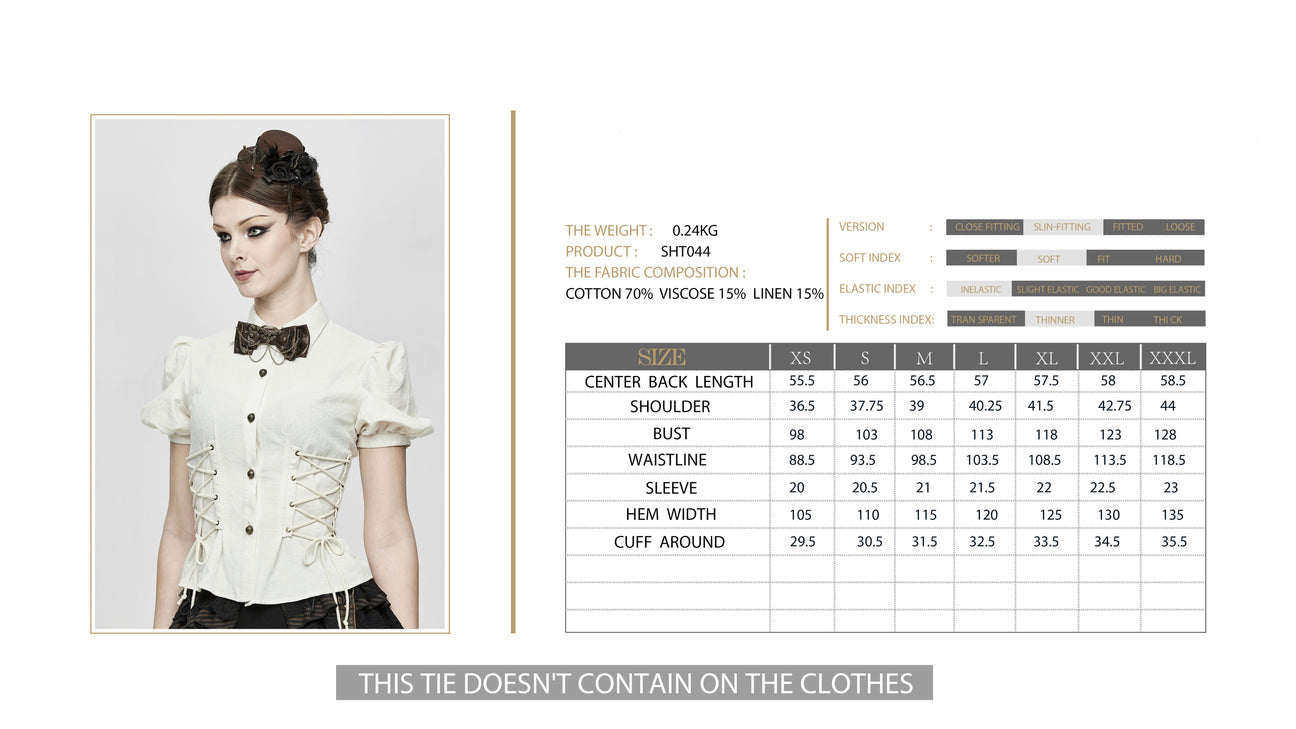 Off White Vintage Lace Up Blouse