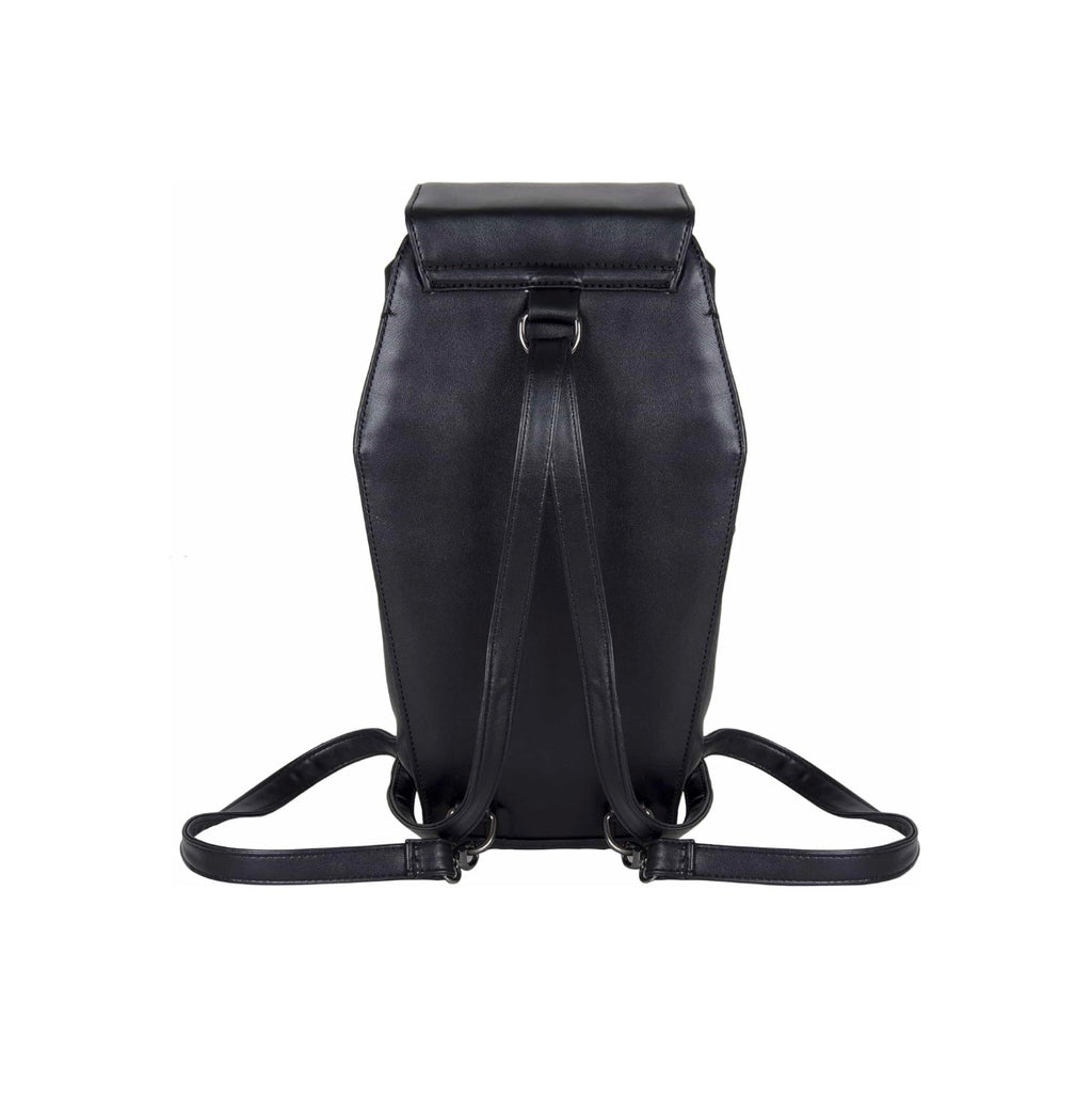 Mini Black Coffin Chain Bag With Metal Crucifix