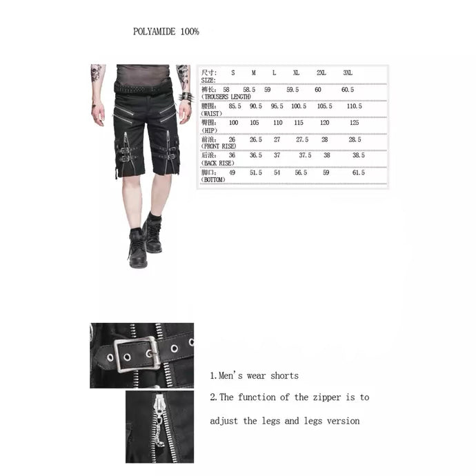 Zip Buckle Punk Shorts