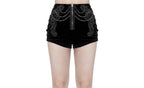 Black Velvet Zip Chain Hot Pants