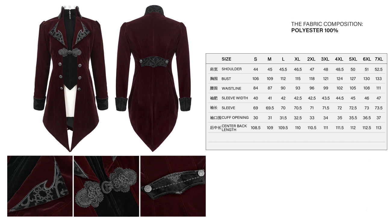 Burgundy Gothic Velvet Tailcoat