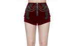 Red Velvet Zip Chain Hot Pants