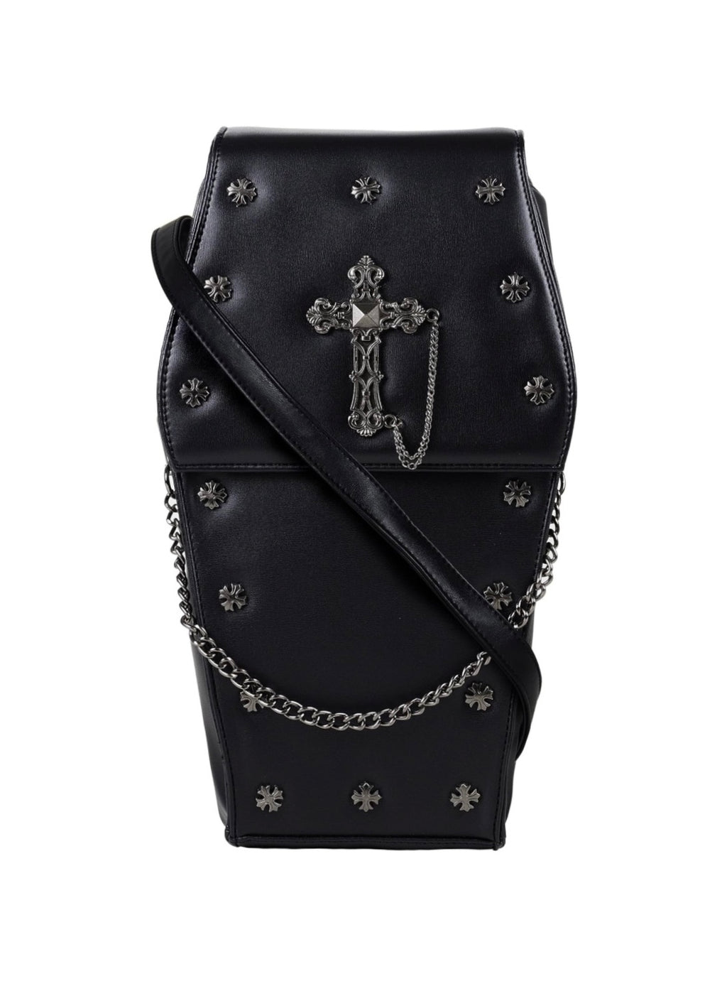 Large Coffin Chain Bag With Metal Crucifix