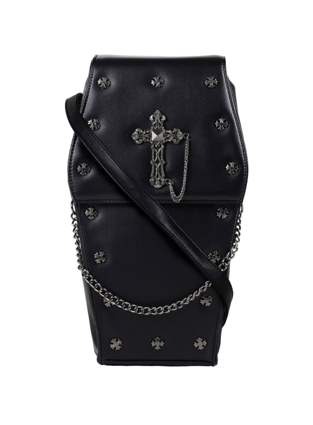 Large Coffin Chain Bag With Metal Crucifix