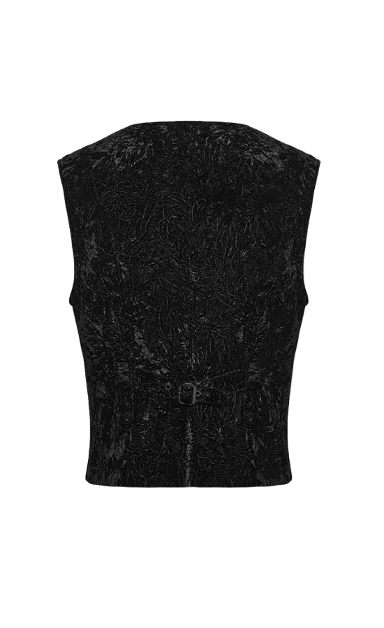 Black Crushed Velvet Waistcoat
