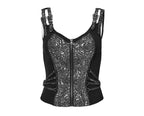 Silver Poison Ivy Corset Buckle Top