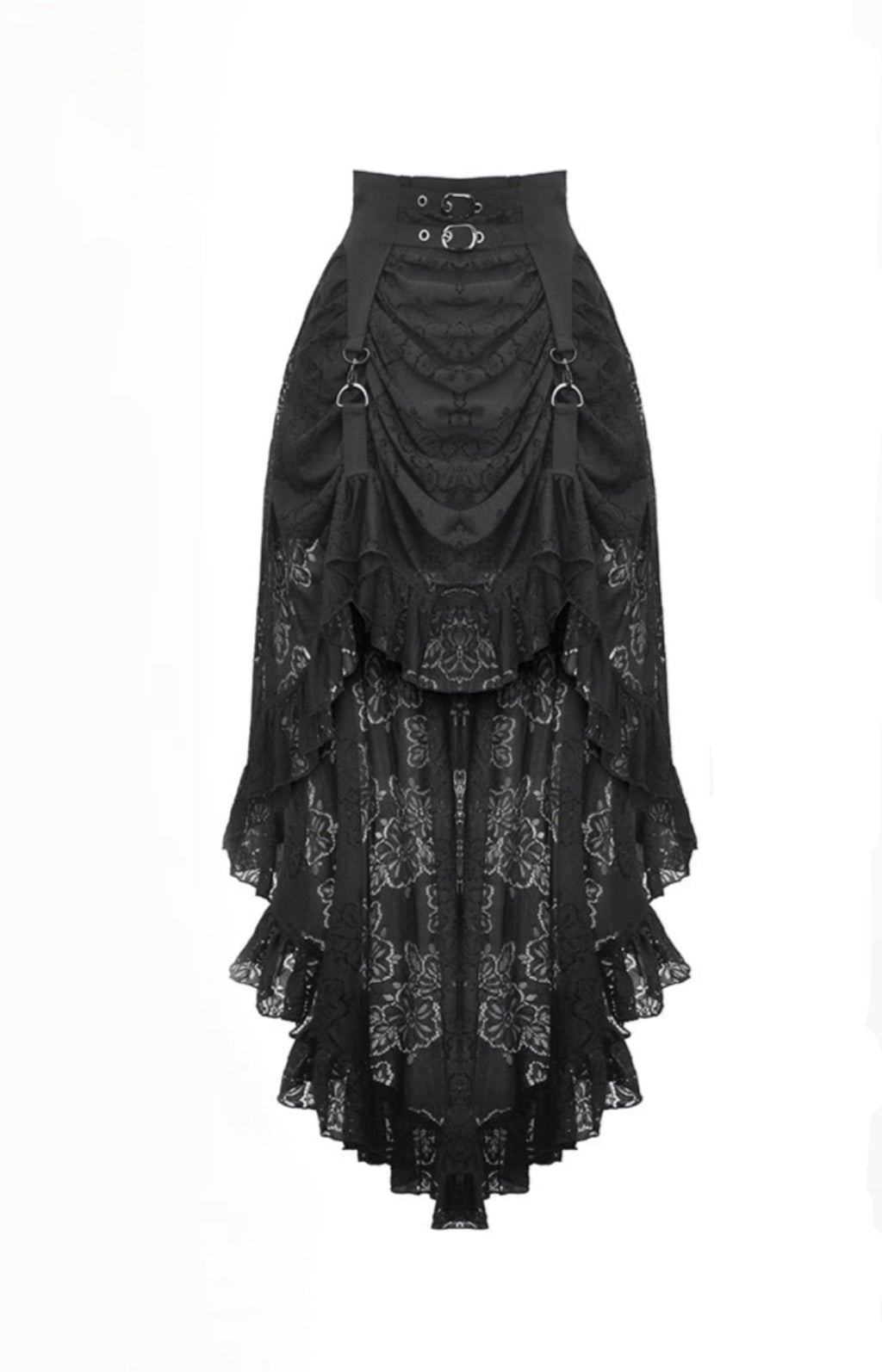Hi-Lo Harness Strap Lace Skirt
