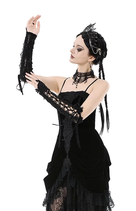 Lace Up Ribbon Gloves