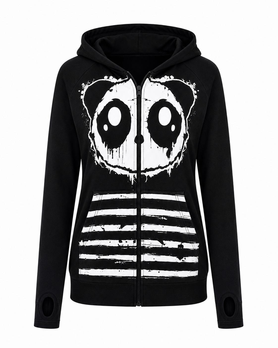 Panda Raw Laced Back Zip Hoody
