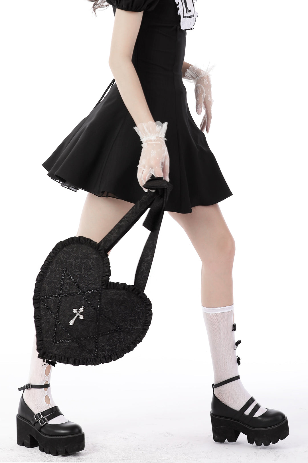 Heart Shaped Crucifix Shoulder Bag