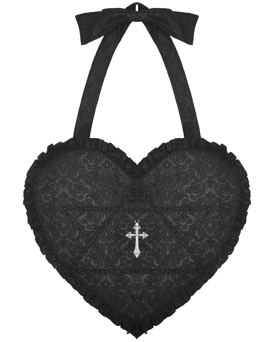 Heart Shaped Crucifix Shoulder Bag