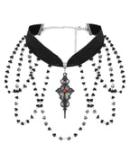 Beaded Crucifix Choker Necklace