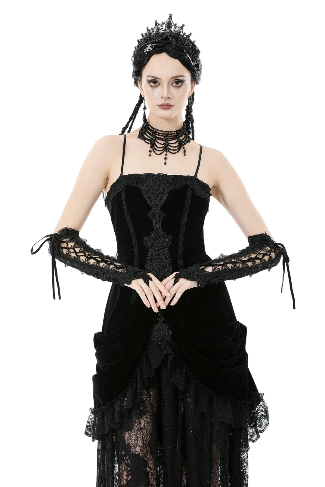 Lace Up Ribbon Gloves
