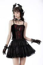 Red Cobweb Crucifix Corset Vest