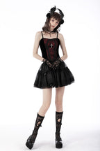 Red Cobweb Crucifix Corset Vest