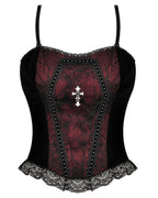 Red Cobweb Crucifix Corset Vest