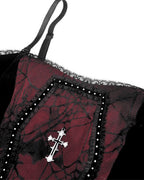Red Cobweb Crucifix Corset Vest