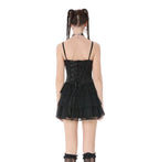 Double Buckle Black & Red Ruffle Lace Dress