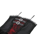 Double Buckle Black & Red Ruffle Lace Dress
