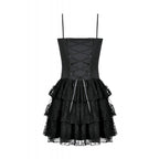 Double Buckle Black & Red Ruffle Lace Dress