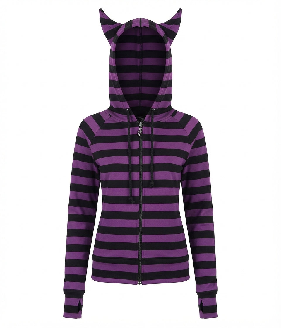 Purple Stripe Cat Ear Jacket