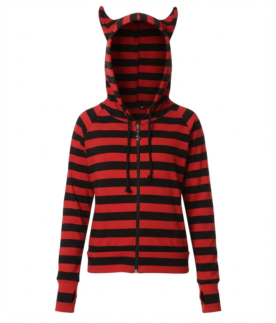 Red Stripe Cat Ear Jacket