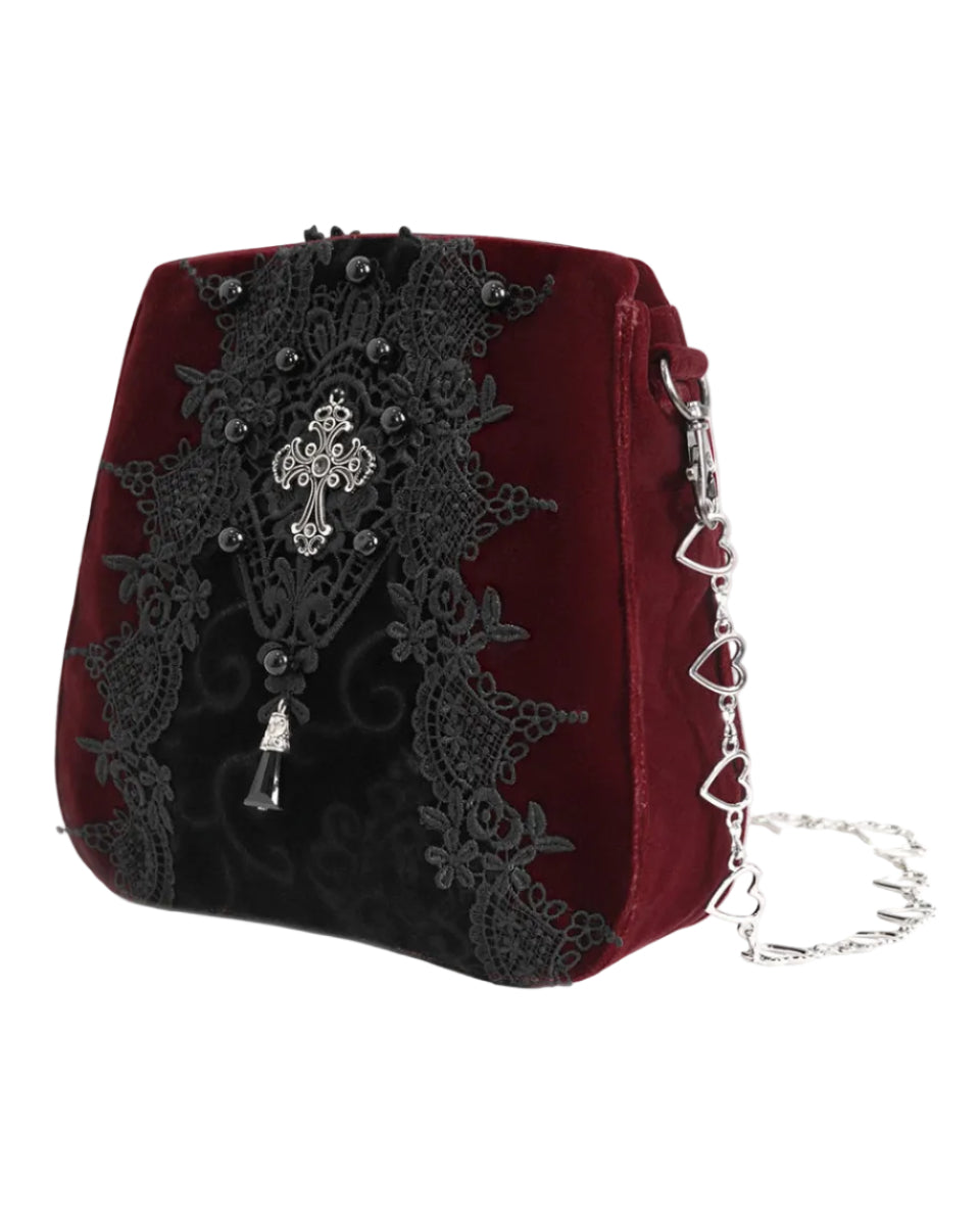Red Crucifix Heart Chain Bag