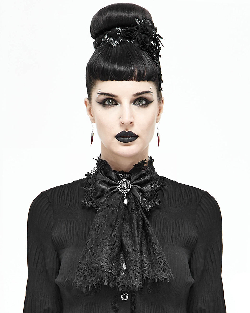 Lace Bow Jewel Cravat